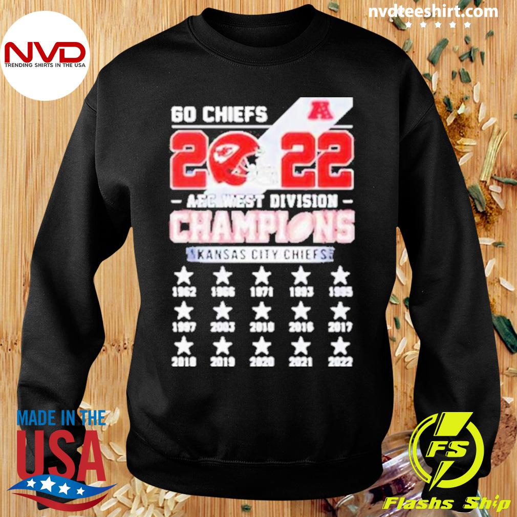 Kansas City Chiefs Go Chiefs 2022 AFC West Division CHampions 1962 2022 T- shirt - Rosita Deal