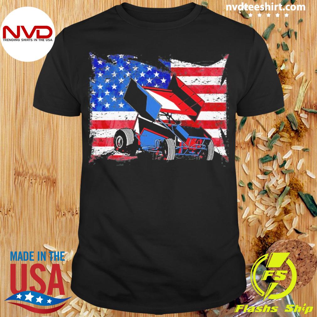 Sprint Car Racing US Flag Shirt