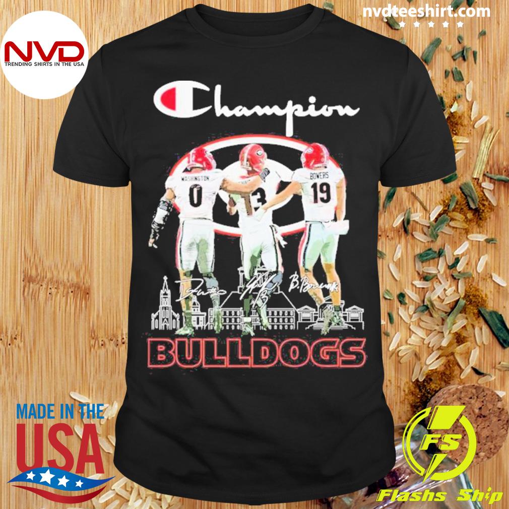 Champion Darnell Washington Stetson Bennett And Brock Bowers Georgia  Bulldogs Signatures Shirt, hoodie, sweater, long sleeve and tank top