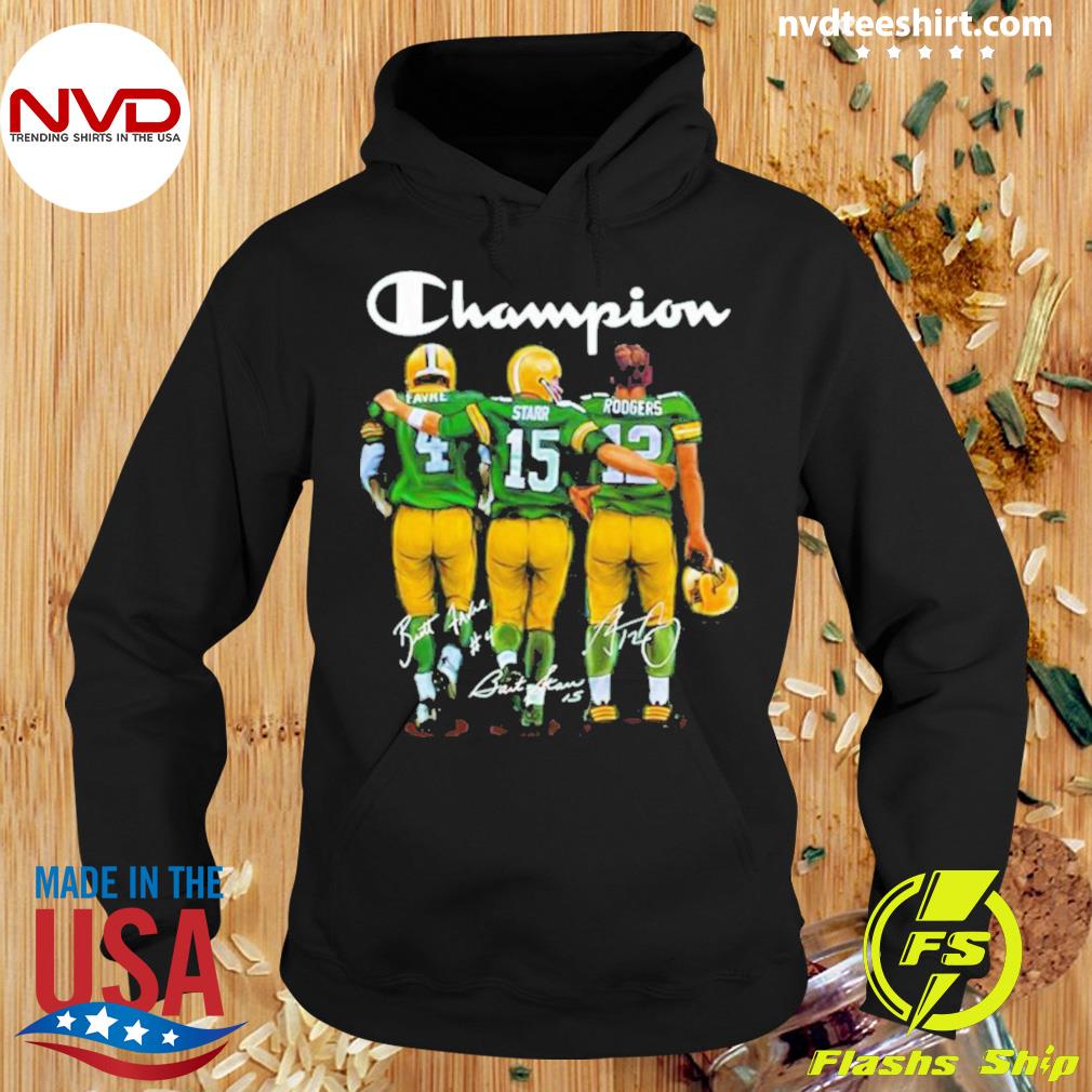 Green Bay Packers Brett Favre Bart Starr and Aaron Rodgers Mvp Champion  signatures tee shirt, hoodie, sweater, long sleeve and tank top