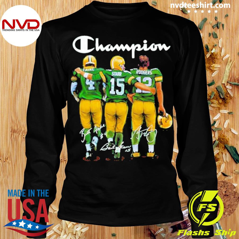 Champion Brett Favre Bart Starr Aaron Rodgers signatures shirt, hoodie,  sweater, longsleeve and V-neck T-shirt