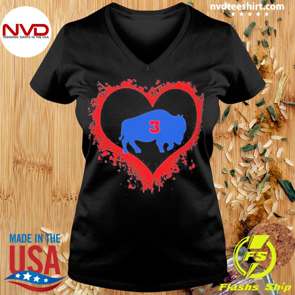 Girls Buffalo Bills Heart With Rainbow Colors Shirt