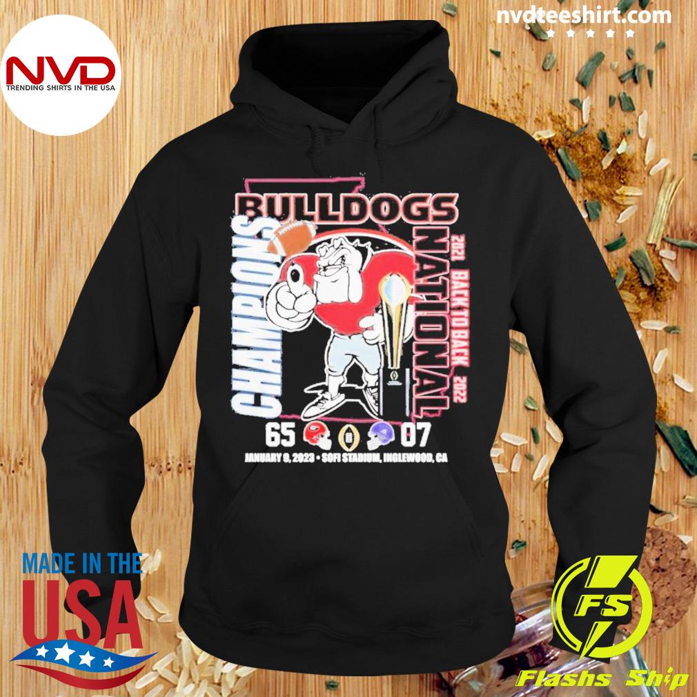 Georgia Bulldogs And Tcu Horned Frogs Champions National 2021 Back To Back 2022 Janary 9 2023 Sofi Stadium Inglewood Ca Shirt Hoodie