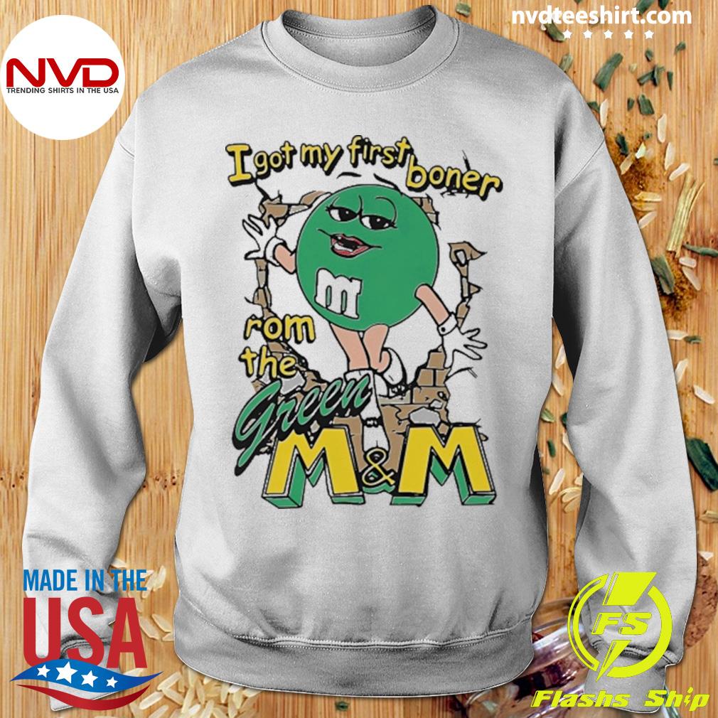 green m&m shirt