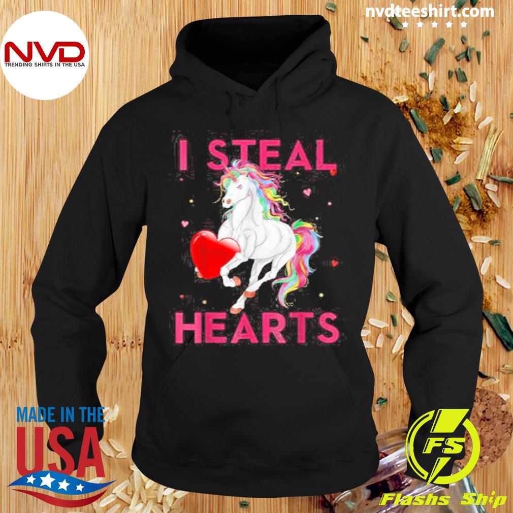 I Steal Hearts Valentines Unicorn Valentine Shirt Hoodie