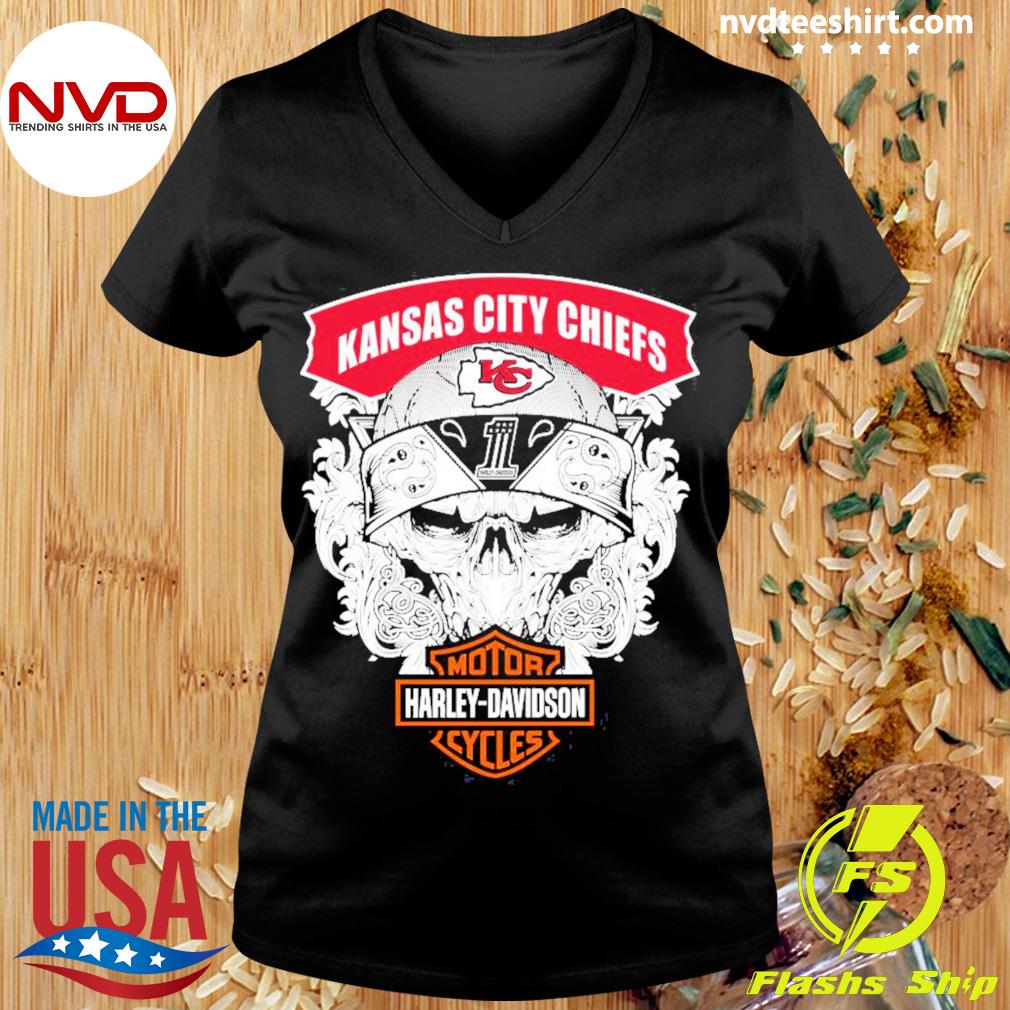 2023 Skull Kansas City Chiefs NFL Football Motor Harley Davidson Cycles  Shirt - NVDTeeshirt