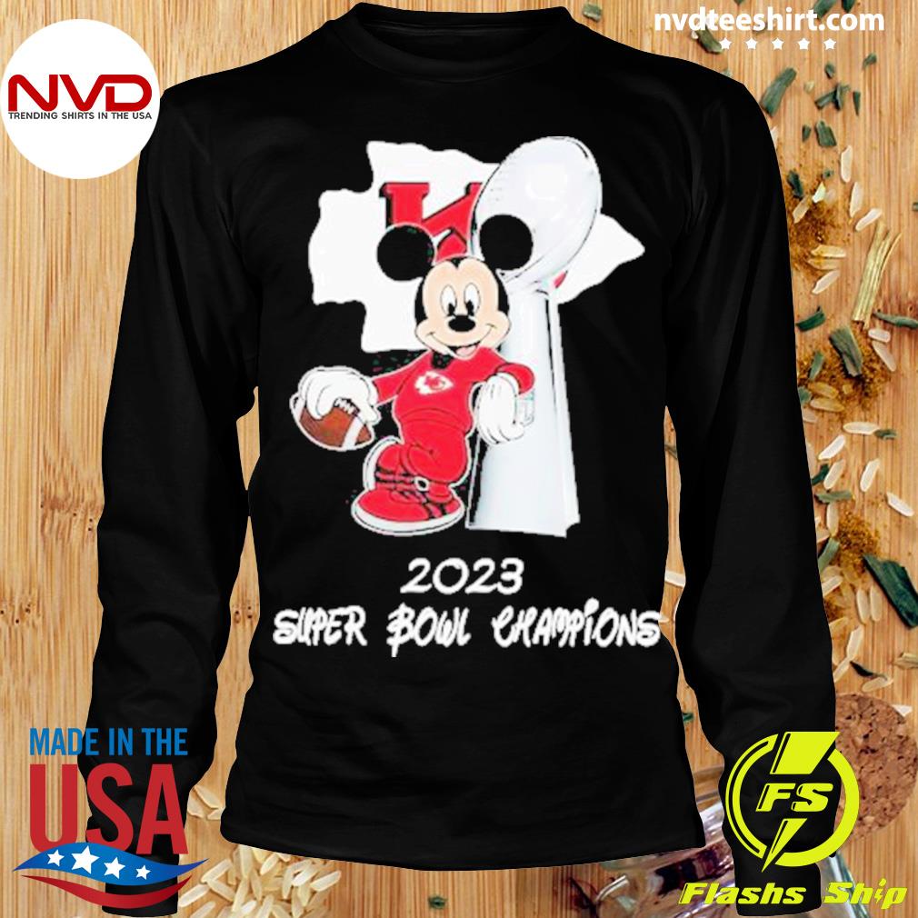 Mickey Mouse x Super Bowl LVII 2023 Kansas City Chiefs Champions Unisex T- Shirt - REVER LAVIE