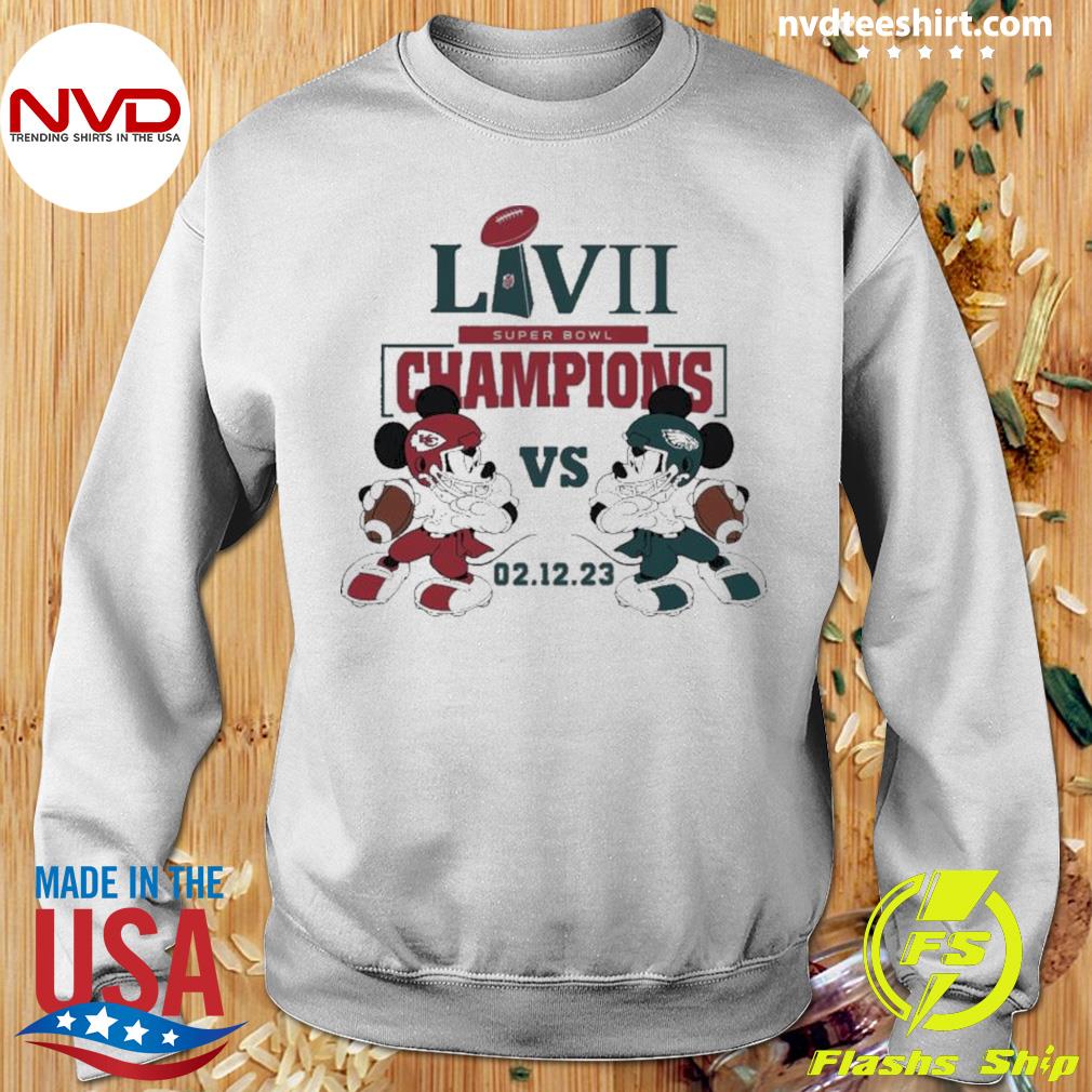 Mickey Mouse Eagles Vs Chiefs Super Bowl Lvii Champions 2023 Shirt