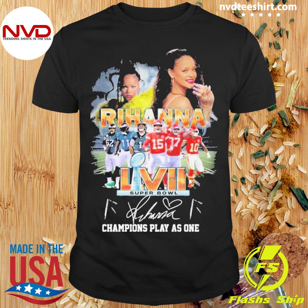 Rihanna In Super Bowl 2023 Signature Gift For Fan Black All Size Shirt  QQ1016