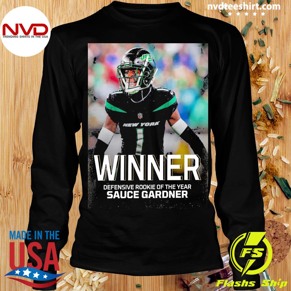 Defensive rookie of the year is sauce gardner shirt, hoodie, sweater, long  sleeve and tank top