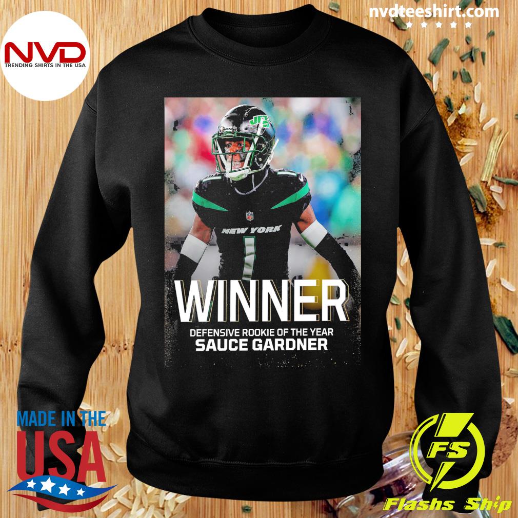 Defensive rookie of the year is sauce gardner shirt, hoodie, sweater, long  sleeve and tank top