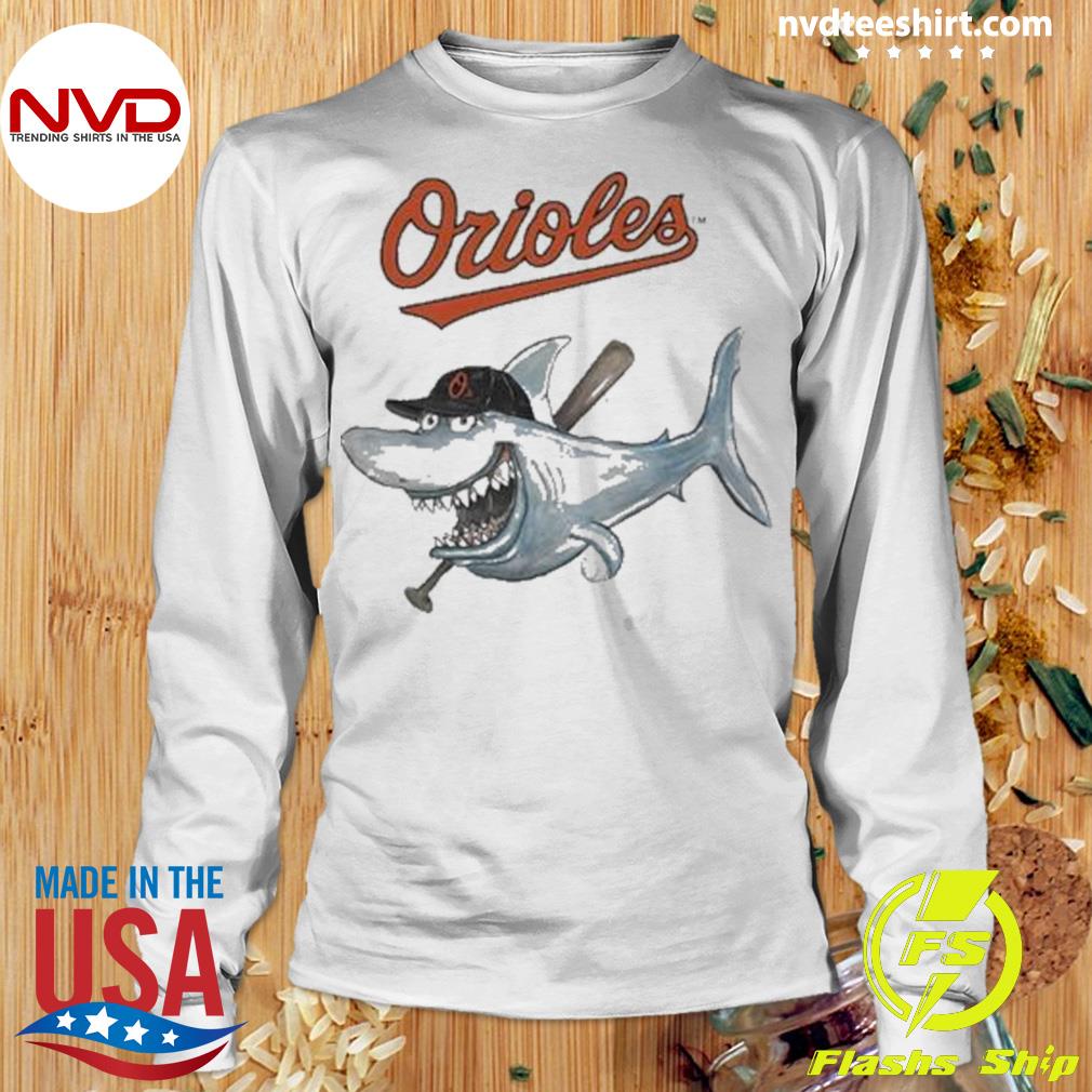 Youth Baltimore Orioles Tiny Turnip White Shark Logo T-Shirt