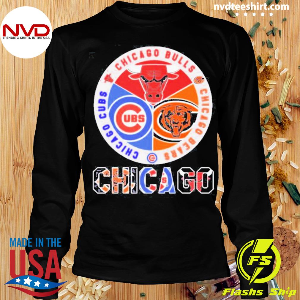 Chicago Bulls Chicago Bears And Chicago Cubs Logo Teams New Design Shirt -  NVDTeeshirt, image size:1010x1010