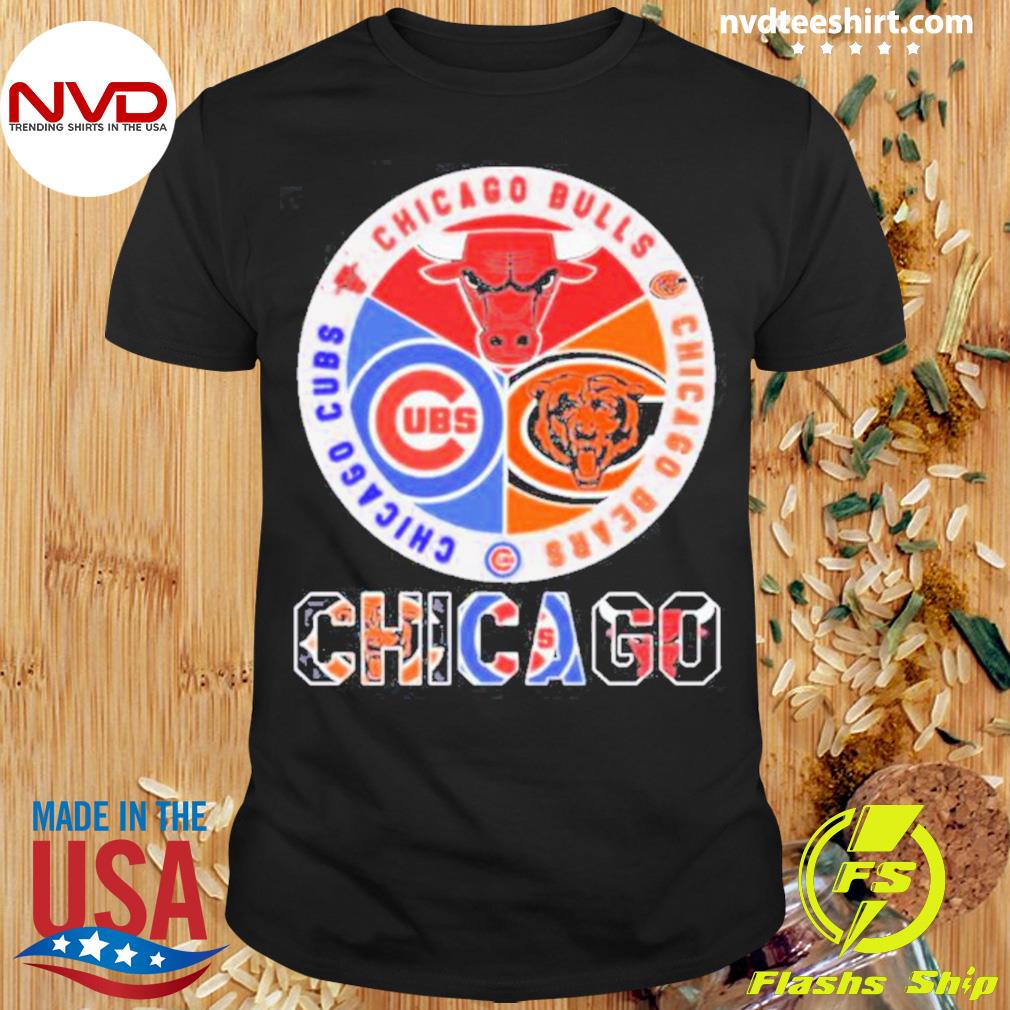 Chicago Bulls Chicago Bears And Chicago Cubs Logo Teams New Design Shirt