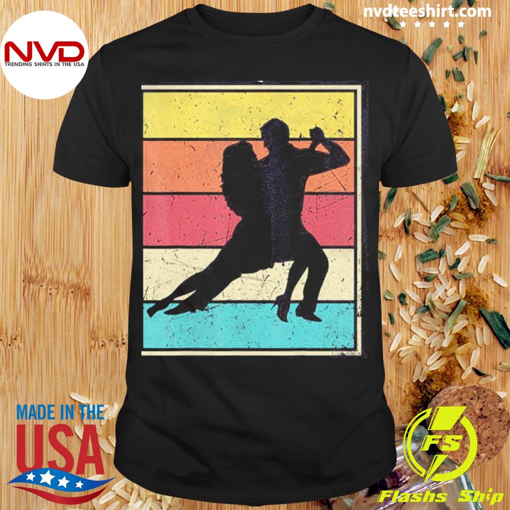 Dancing Couple Retro Vintage With Stripes Shirt
