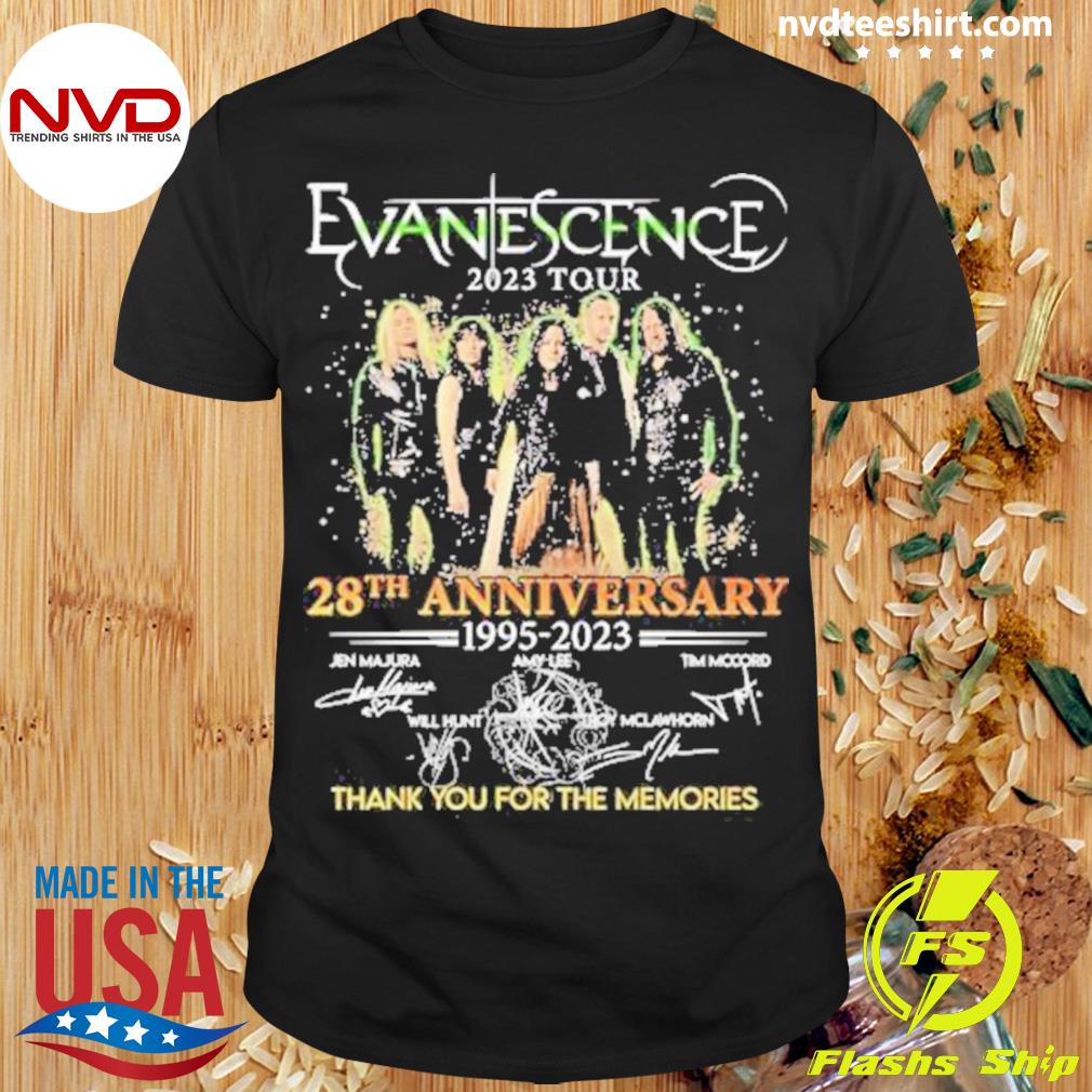 Evanescence 2023 Tour 29th Anniversary 1995-2023 Thank You For The Memories Signatures Shirt