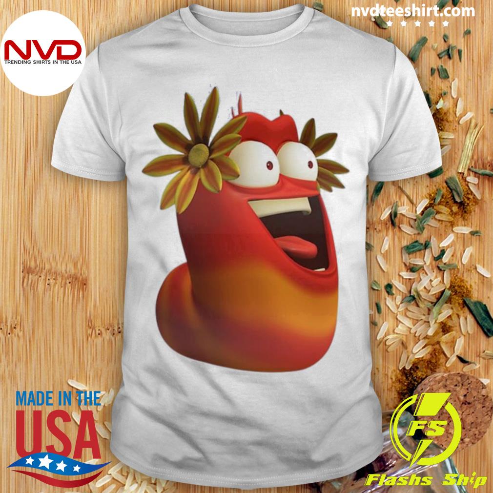 Flower And Red Larva Cartoon Shirt