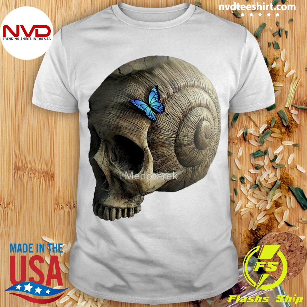 Old Skull Snail Ghost With Small Baterfly Shirt