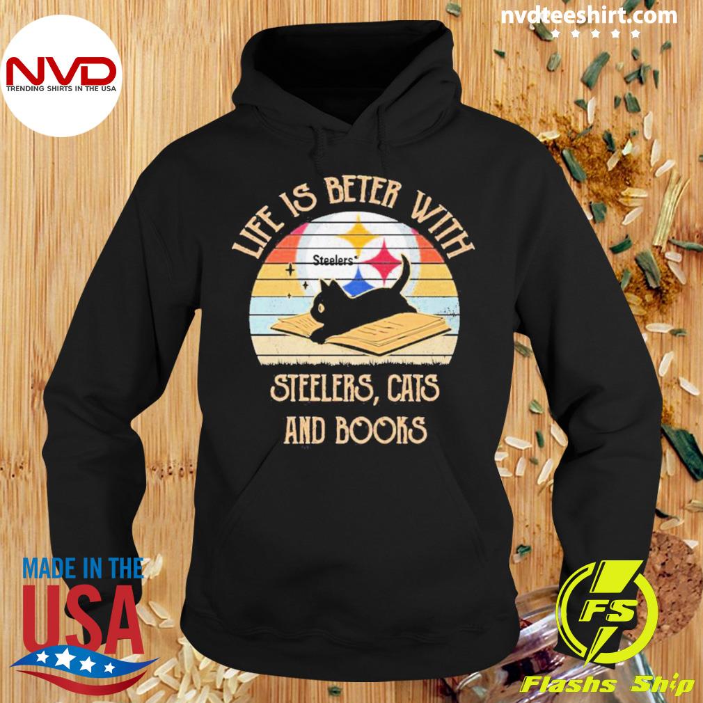 Pittsburgh Steelers Life Is Better With Steelers Cats And Books Vintage  Shirt - NVDTeeshirt