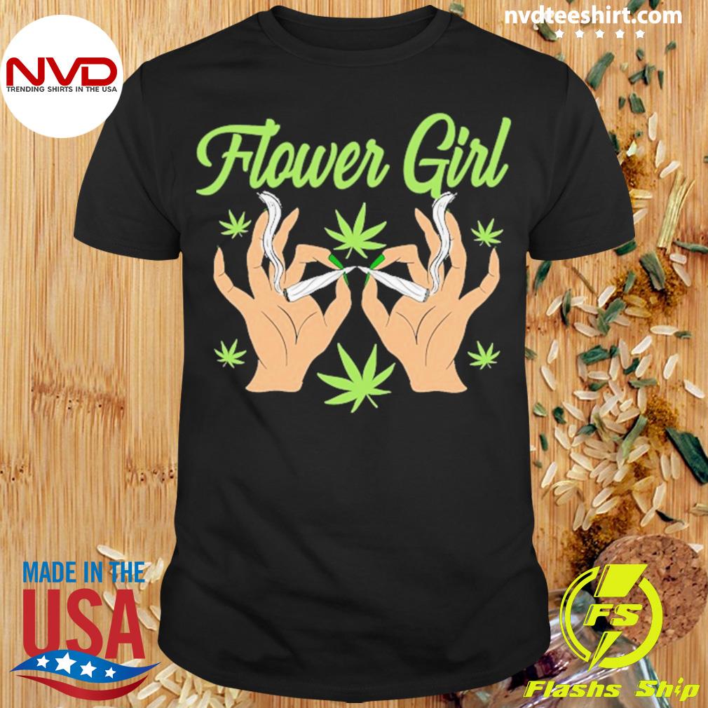 Flower Girl Marijuana Leaf Joint Art Drawing Weed Shirt