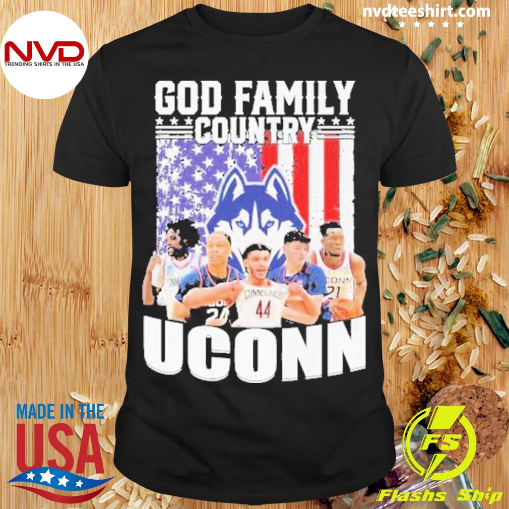 God First Family Country Uconn Huskies American Flag 2023 Shirt