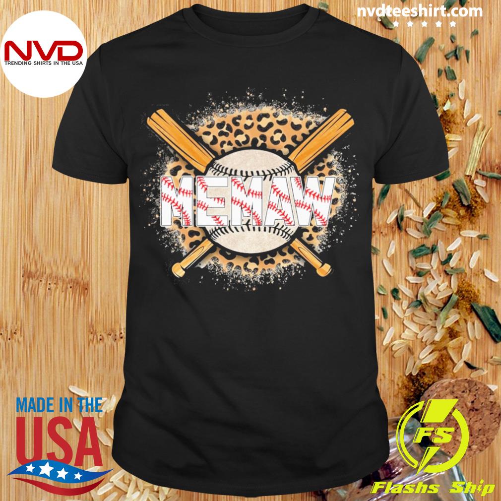 Leopard Baseball Bat Memaw Shirt