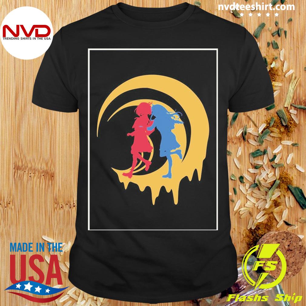 Red And Blue Silhouette Of Chisato And Takina Shirt