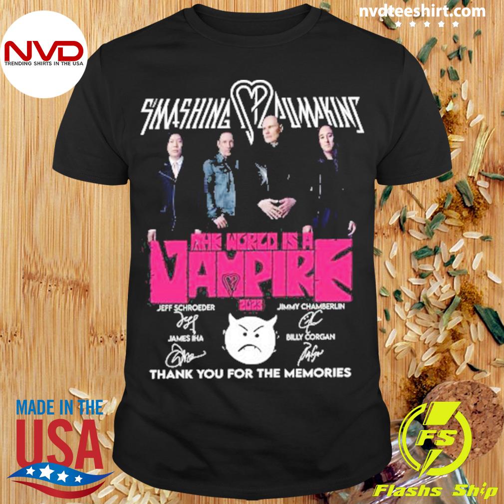 Smashing Pumpkins The World Is A Vampire 2023 Thank You For The Memories Signatures Shirt