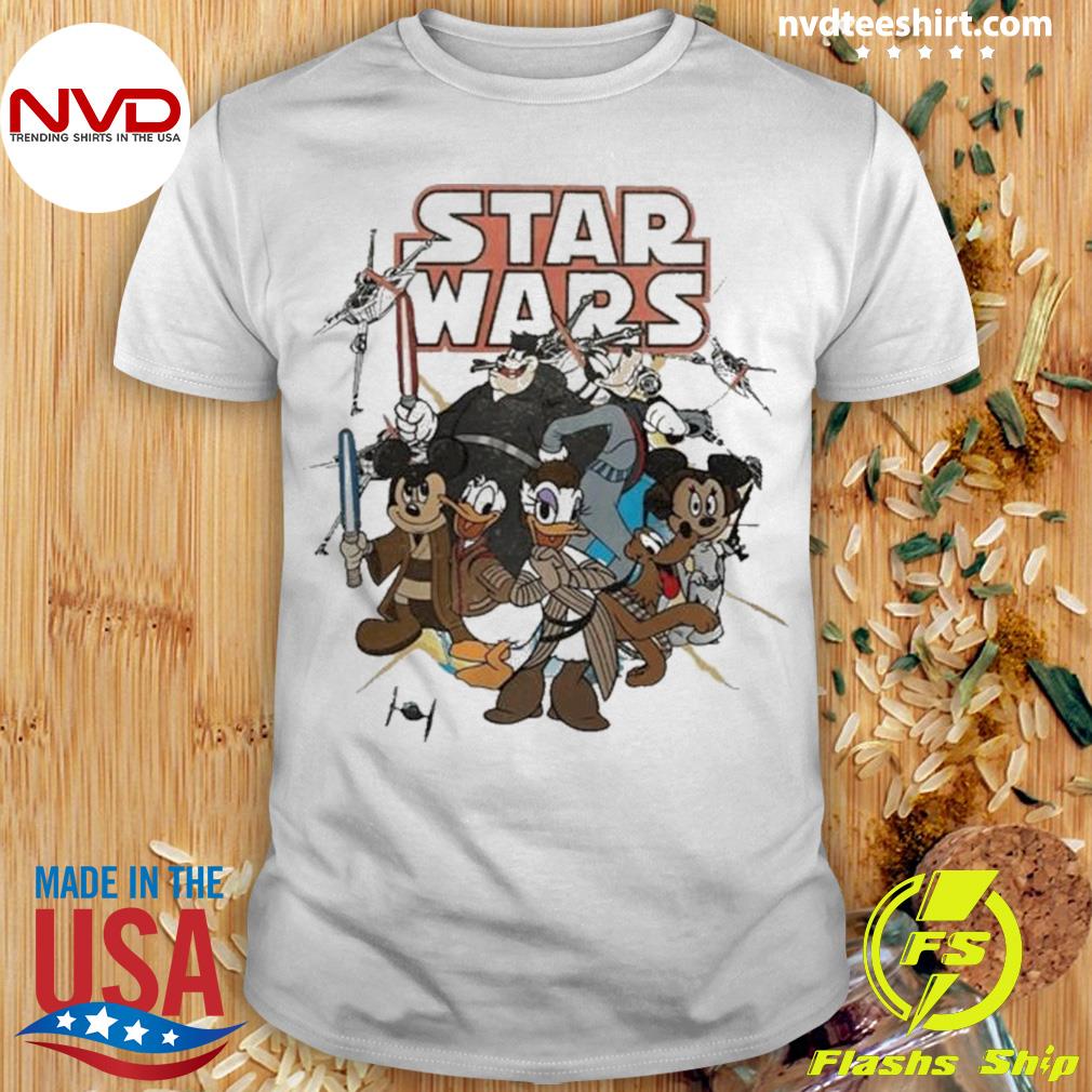 Vintage Disney Star War Mickey And Friends Shirt