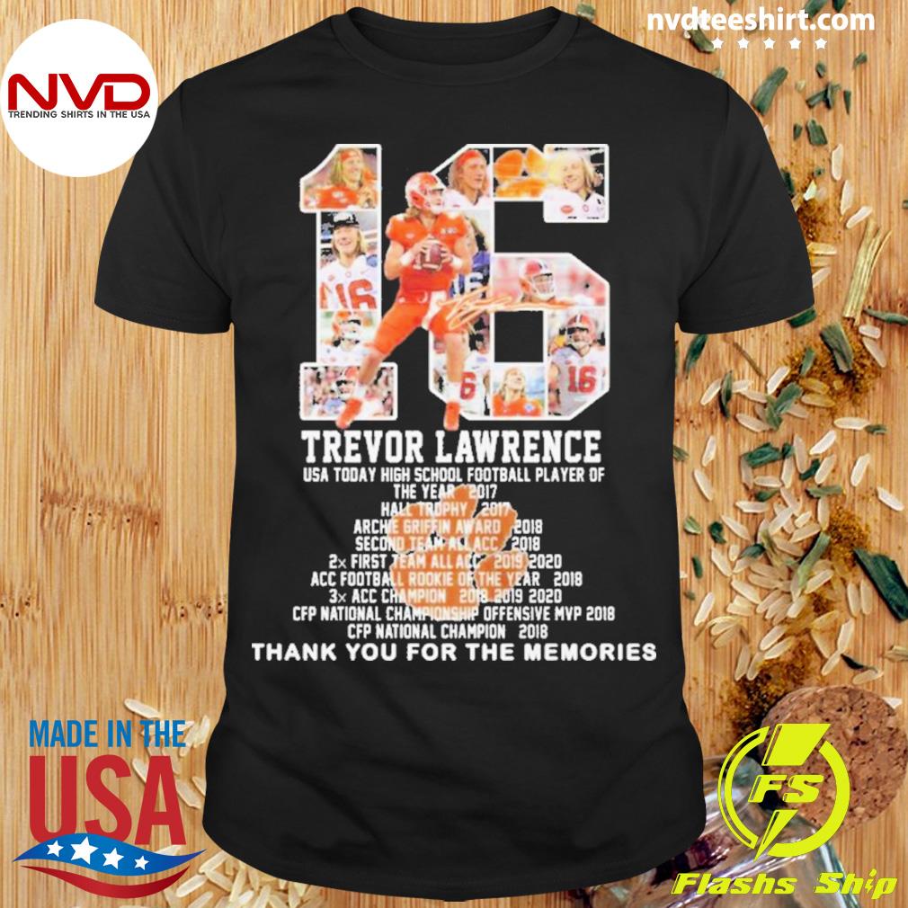 Trevor Lawrence Usa Today High School Football Player Of The Years Thank You For The Memories Signature Shirt