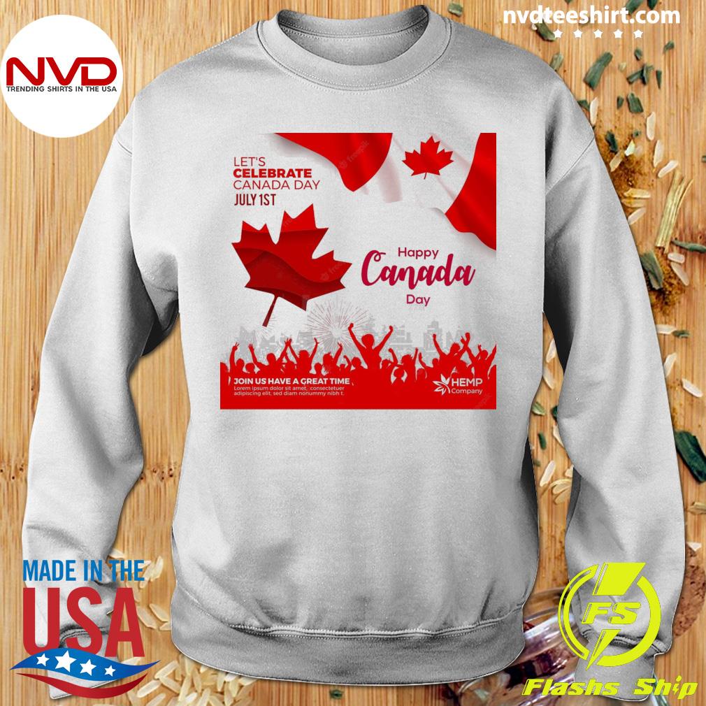 Happy Canada Day Vector Holiday Poster Social Media Post With Cut Maple Leaf Shirt - NVDTeeshirt