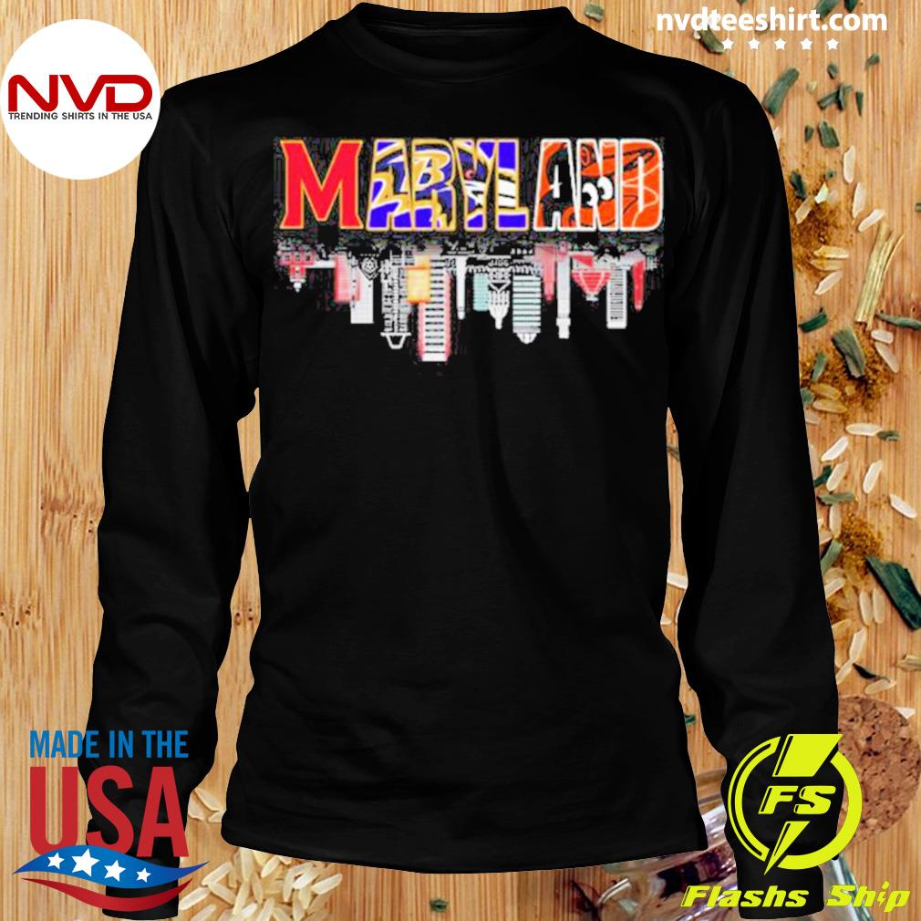 Nouvette Maryland Baltimore Orioles Ravens Washington Commanders Skyline Shirt