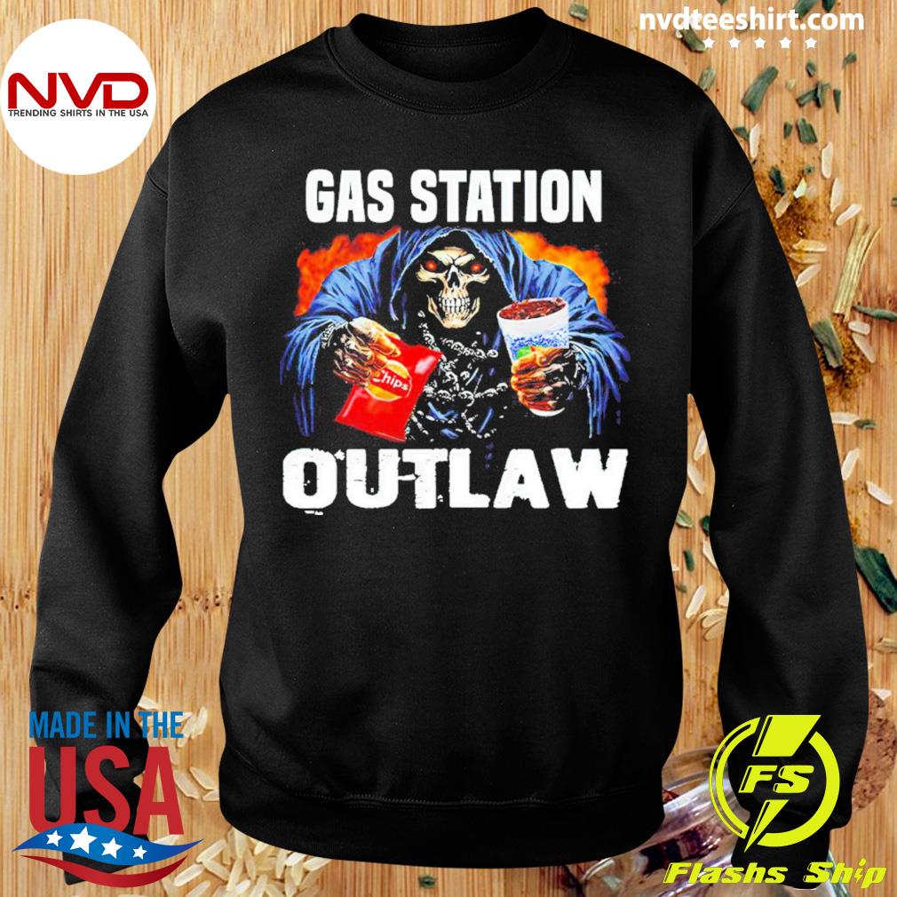 Skeleton Gas Station Outlaw Shirt - NVDTeeshirt