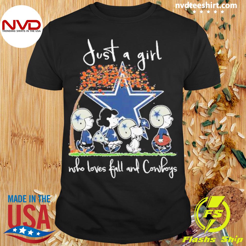 Snoopy Just A Girl Who Loves Peanuts and Dallas Cowboys Fall Shirt