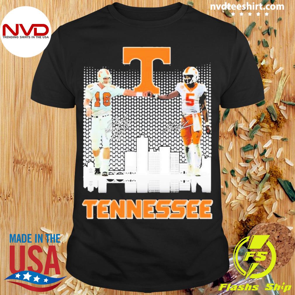 Official Steve McNair and Peyton Manning Tennessee City Champions  signautres shirt - Limotees