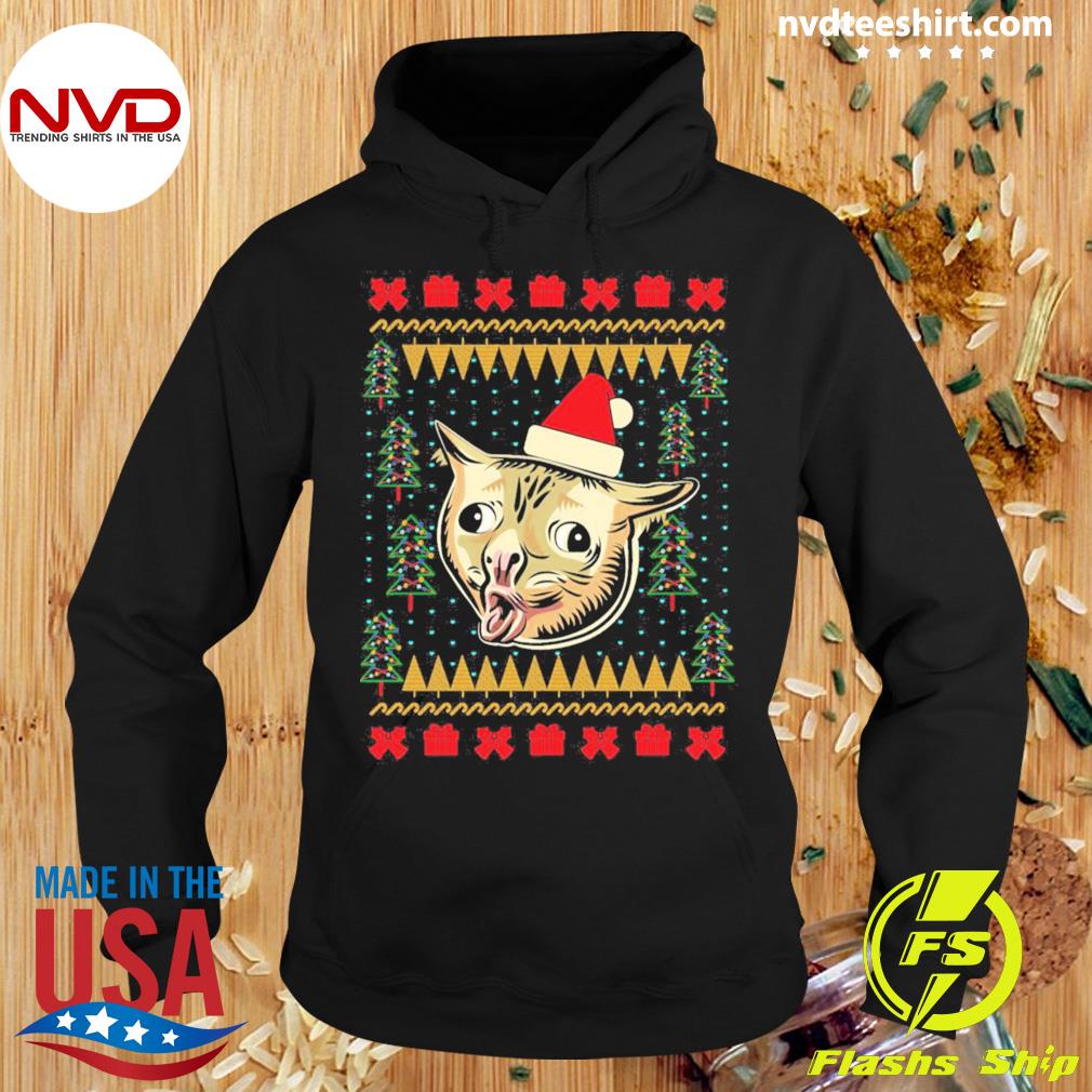 Coughing Cat Meme Ugly Christmas Sweater Shirt - NVDTeeshirt