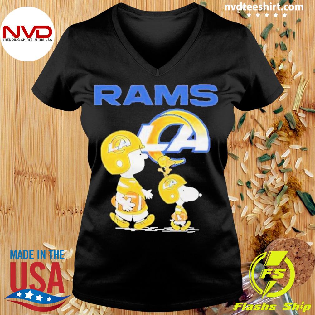 Los Angeles Rams Snoopy and Charlie Brown with Woodstock cartoon T