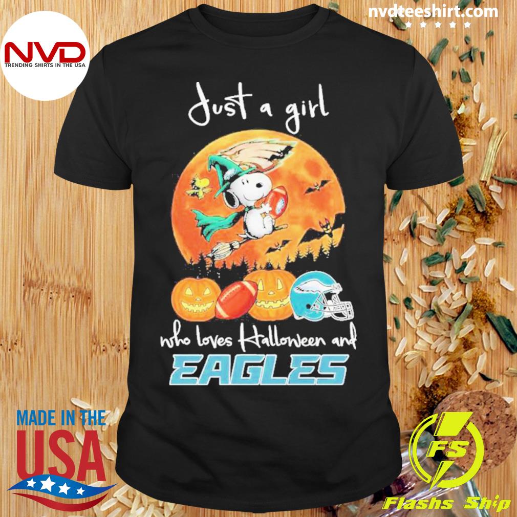 Just A Girl Who Love Halloween And Philadelphia Eagles Snoopy Tshirt,  hoodie, sweater, long sleeve and tank top