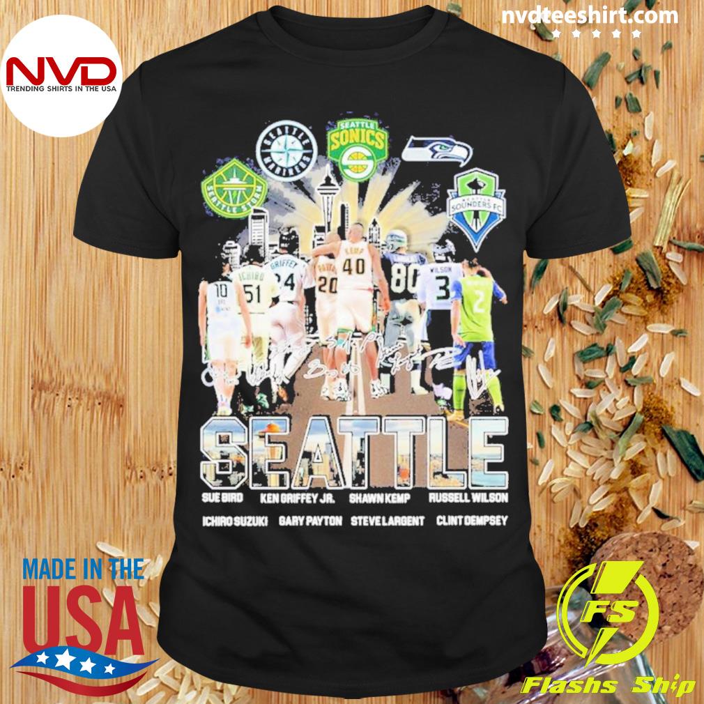 Seatle Storm Mariners Sonics Seahawks Sounders City Champions T Shirt -  Growkoc