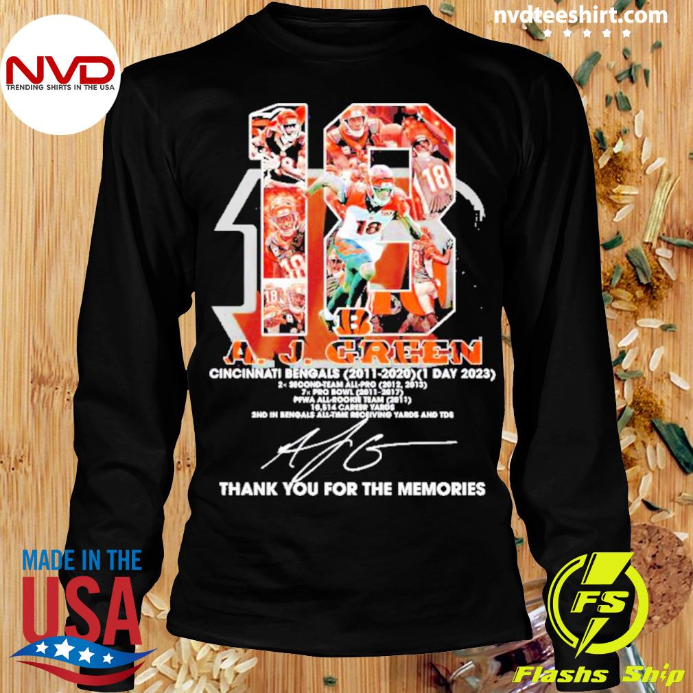 A. J. Green Cincinnati Bengals thank you for the memories signature shirt,  hoodie, sweater, long sleeve and tank top