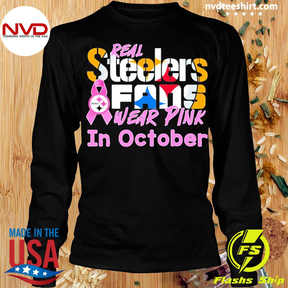 In october we wear pink and watch Steelers Breast Cancer Halloween shirt,  hoodie, sweater and v-neck t-shirt