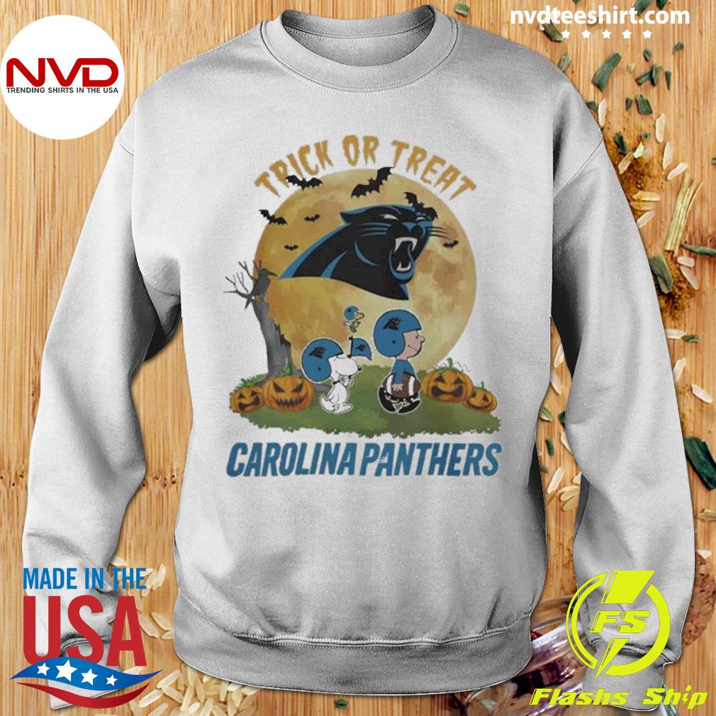 Carolina Panthers Snoopy Charlie Brown And Woodstock Trick Or Treat  Halloween 2023 T-shirt,Sweater, Hoodie, And Long Sleeved, Ladies, Tank Top