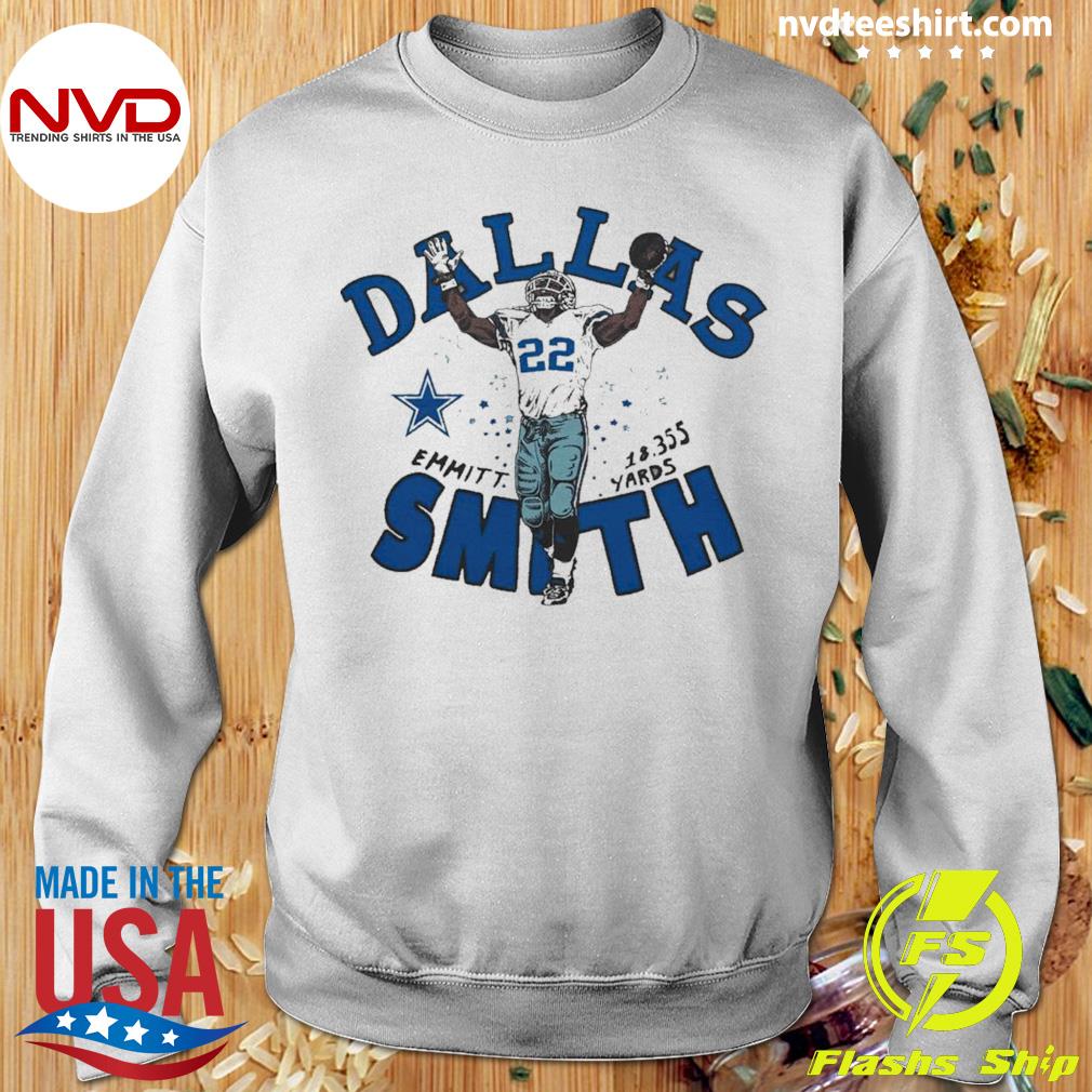 Emmitt Smith Dallas Cowboys Men's Gray Name & Number Logo T-shirt 