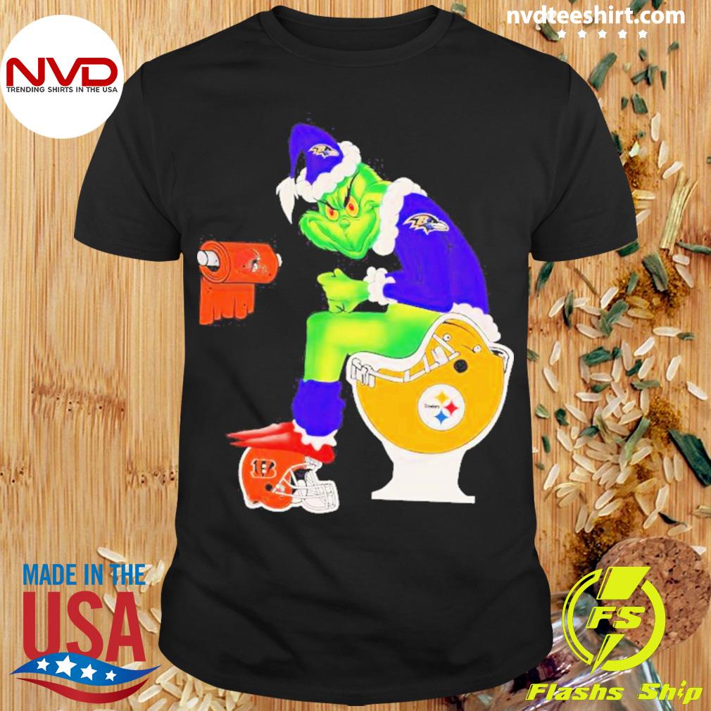 Pittsburgh Steelers Grinch Sitting On Baltimore Ravens Shirt