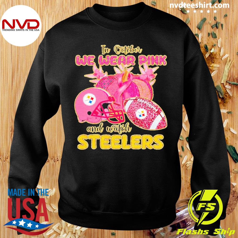 In October We Wear Pink And Watch Steelers Breast Cancer Halloween