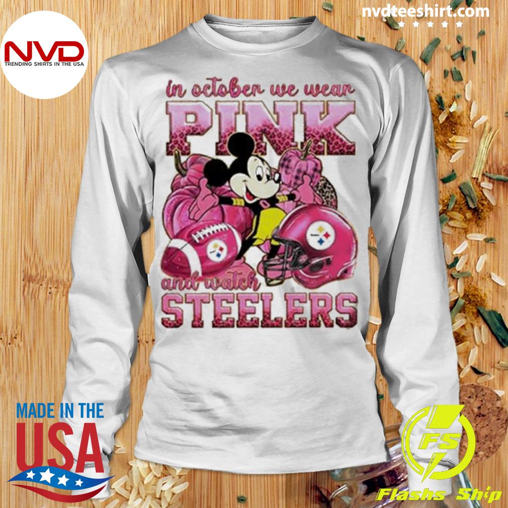 In October we wear pink and watch Baltimore Ravens Mickey Disney shirt,  hoodie, sweater, long sleeve and tank top