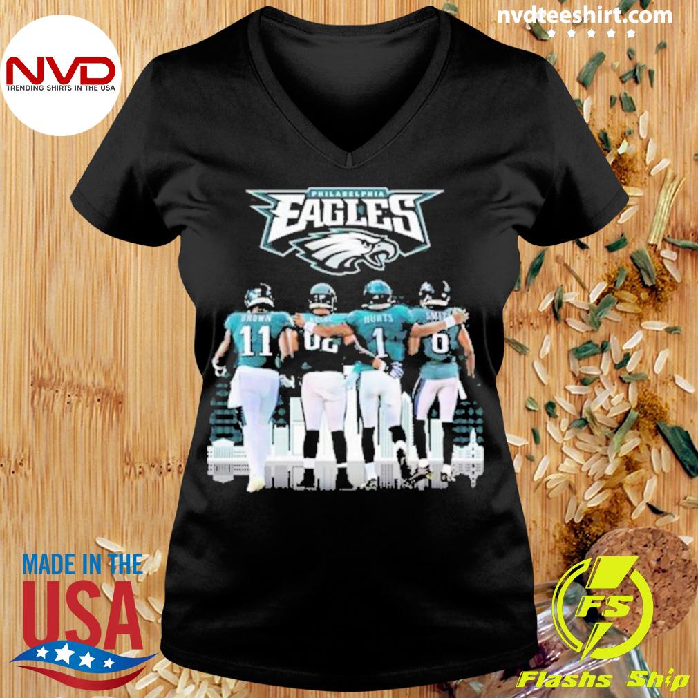 Philadelphia Eagles Brown Kelce Hurts And Smith Skyline 2023  T-shirt,Sweater, Hoodie, And Long Sleeved, Ladies, Tank Top