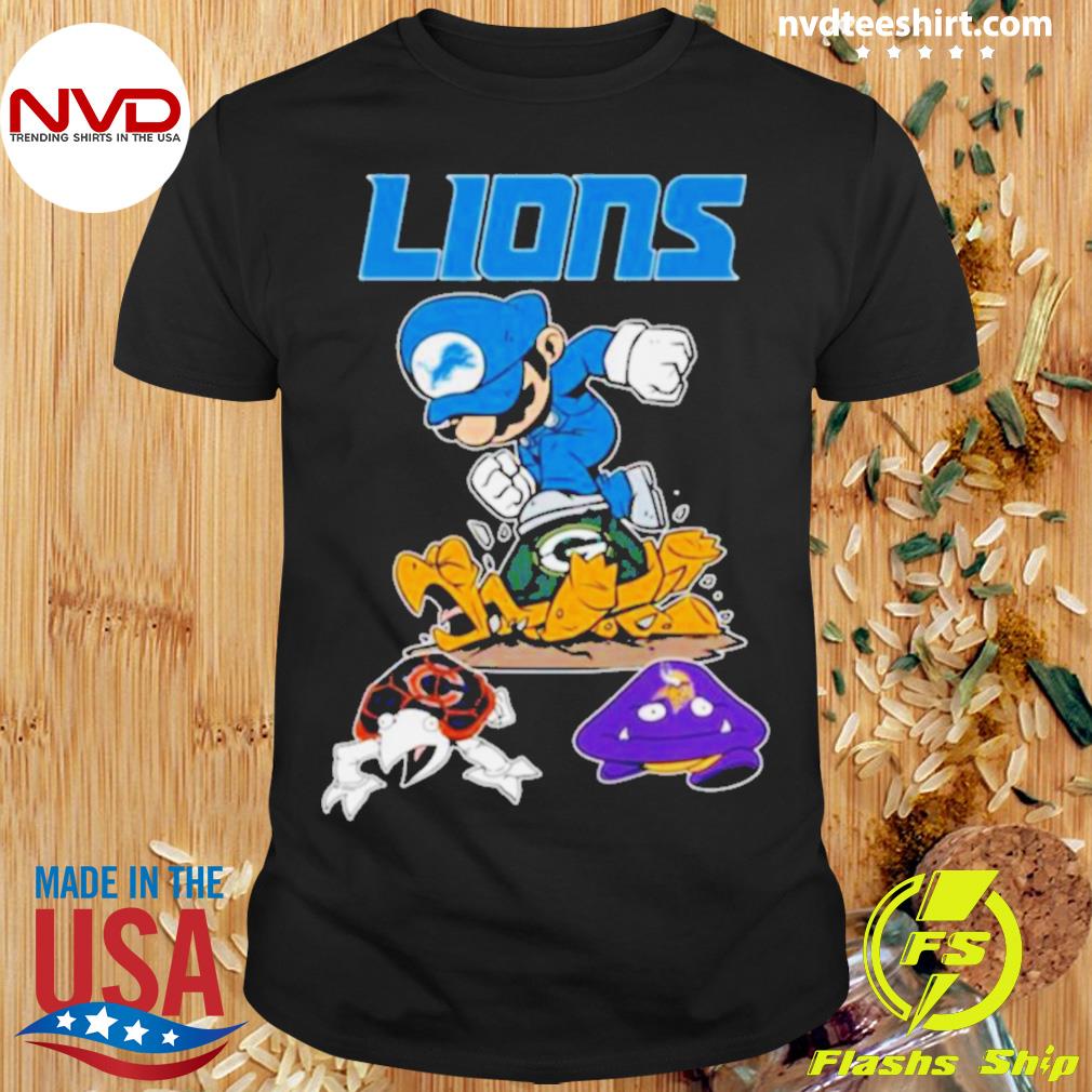 Super Mario Detroit Lions Packers Bears And Vikings Shirt