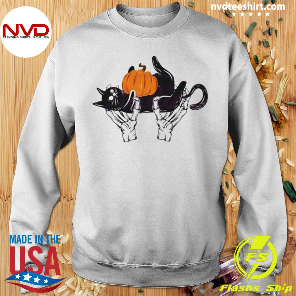 Endastore Black Cat Casual Halloween Pumpkin Short Sleeve T-Shirt