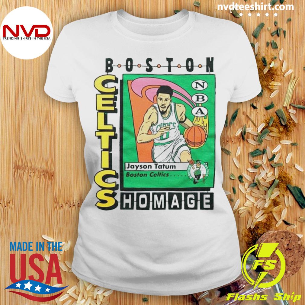 Boston Celtics Comic Book Jayson Tatum T-Shirt from Homage. | Green | Vintage Apparel from Homage.